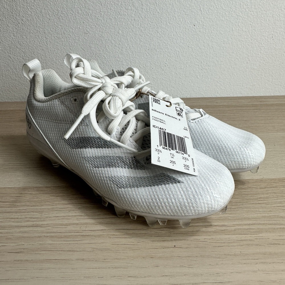 Adidas Adizero Spark Football Cleats Youth 2‎ White Gray Athletic Lace Up ID1467
